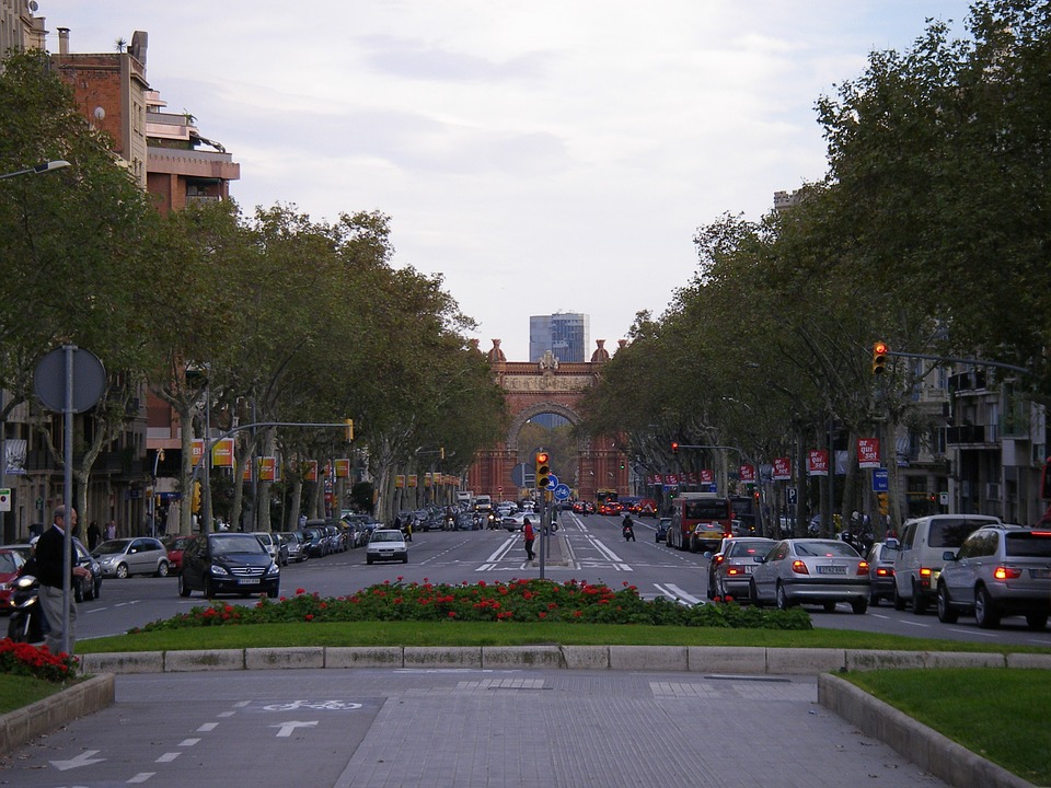 En gågata i Barcelona.