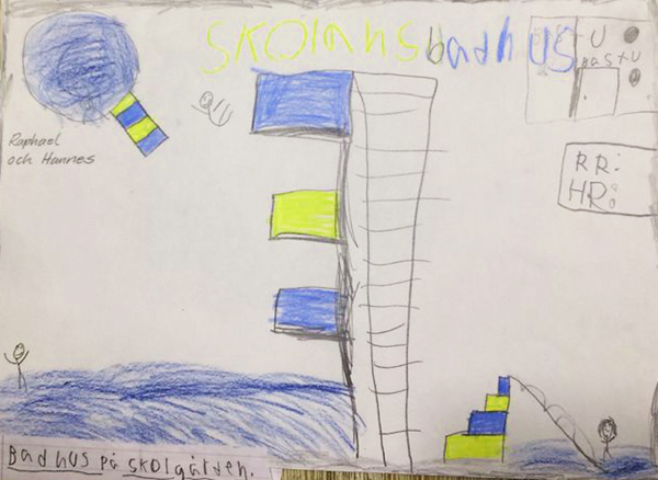 Teckning föreställande badhus