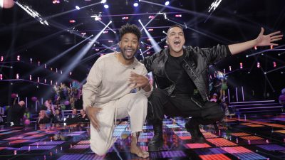 Vinnarbild på Liamoo och John Lundvik.